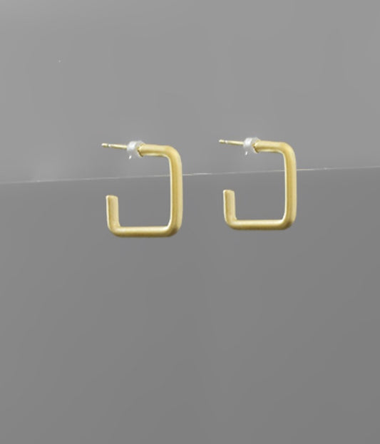 Square Matte Gold Post Earring