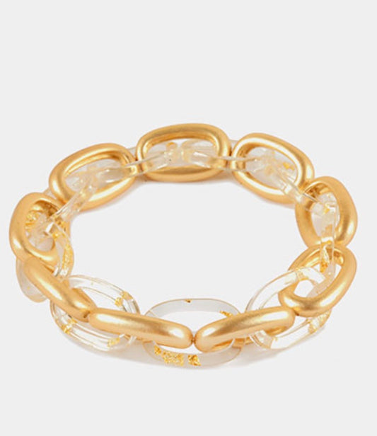 Gold and Acrylic Stretch Bracelet