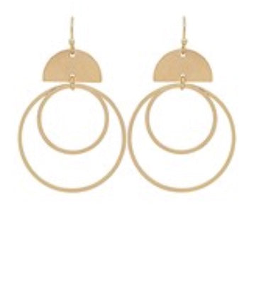 Matte Gold Double Circle Earrings