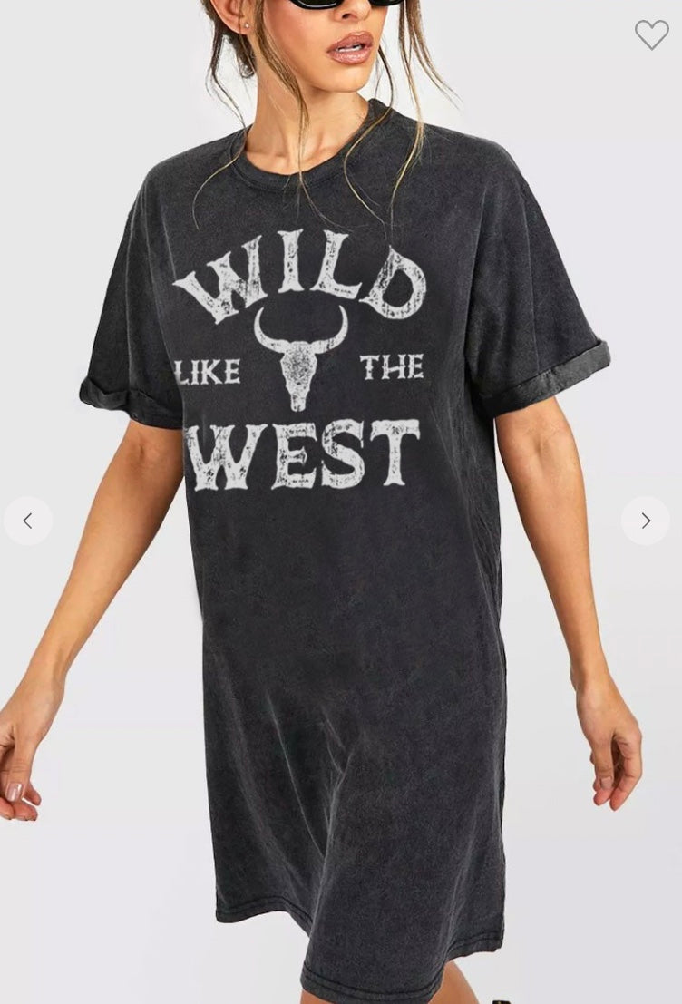 Wild Like the West Cow Skull Graphic Dress