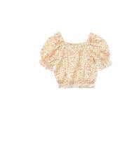 Toddler's Fashion Top W/ Puff Sleeve & Smocked Waist
